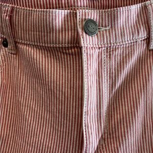 LOFT Striped Modern Skinny Pant with Frayed edge bottom